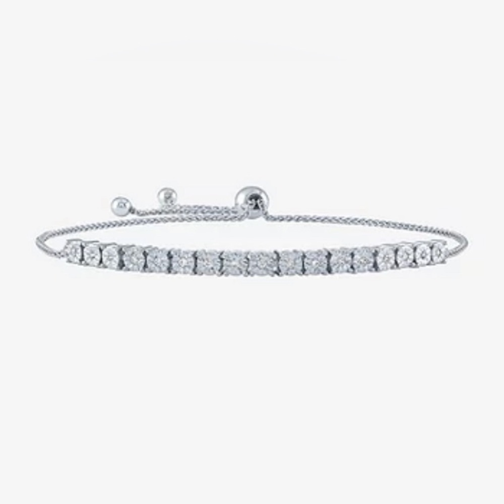 New - 1/10 Ct. T.W. Mined White Diamond Sterling Silver Bolo Bracelet